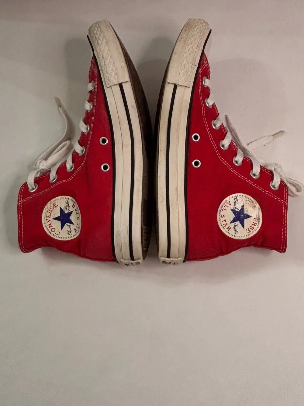 Converse High Top Canvas Sneakers in Red and White - Picture 5 of 10